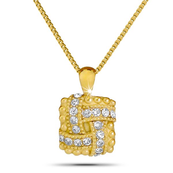 White Stone Gold Steel Necklace