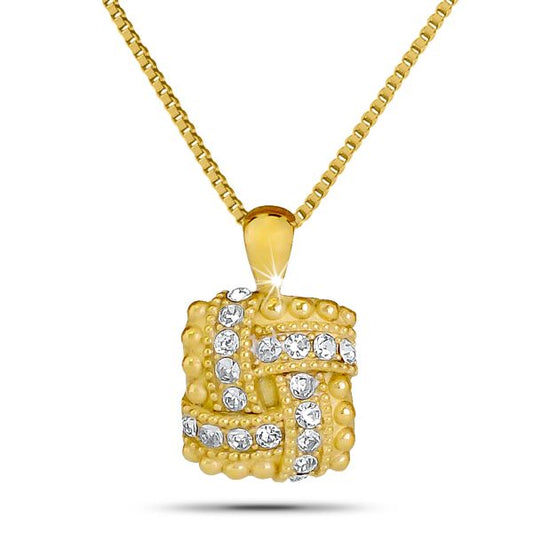White Stone Gold Steel Necklace