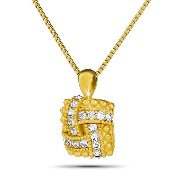White Stone Gold Steel Necklace