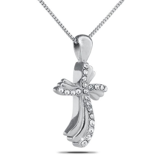White Stones Cross Necklace